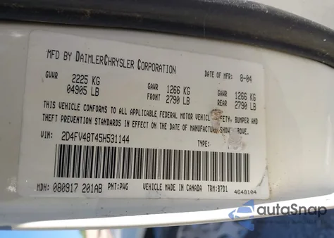 2005 Dodge Magnum Se from USA, damaged, VIN 2D4FV48T45H531144